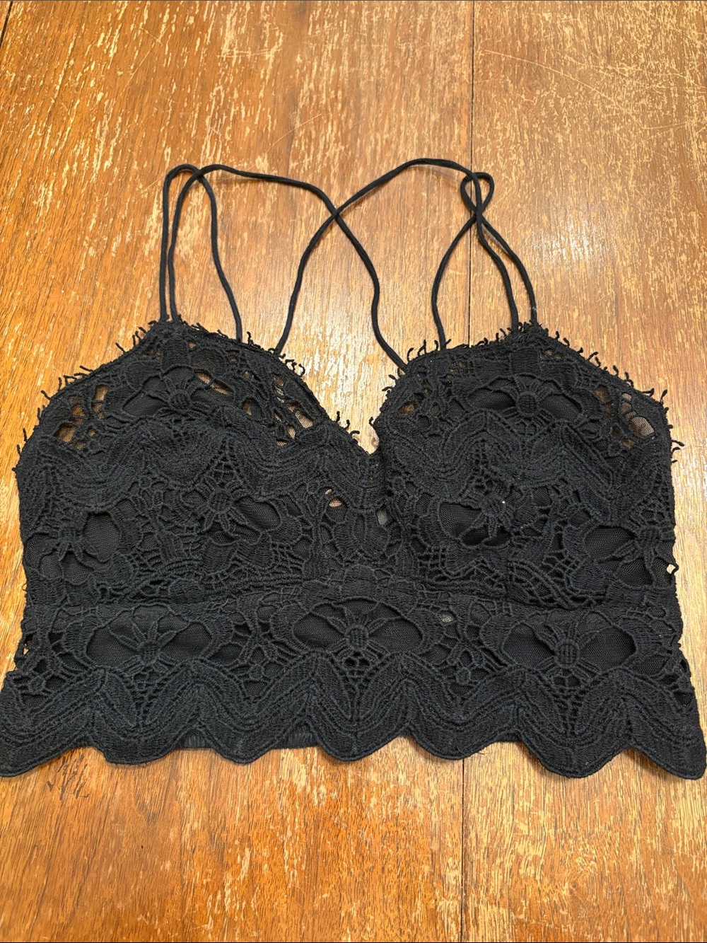 Free People Black Crochet Lace Crop Top